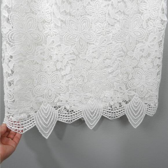 Anthropologie Charleston Lace Mini Dress Sz 0 White Rehearsal Wedding Engagement - Picture 4 of 11